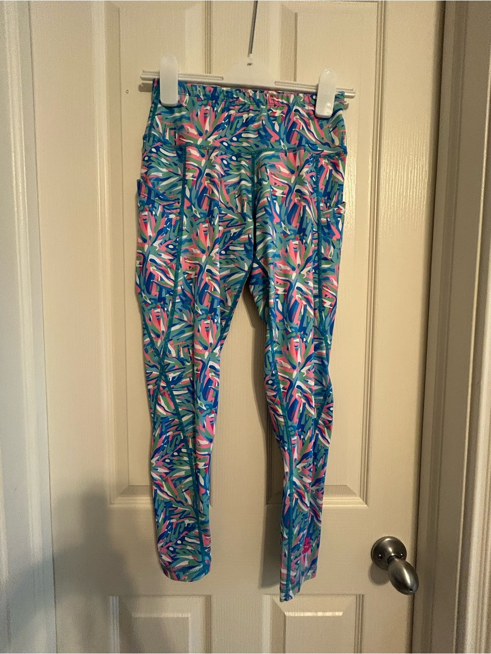 Simply Southern Multicolor Tropical Print Leggings - Blue & Pink